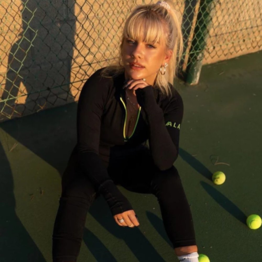 Tala Onda Quarter Zip Top with Neon Branding